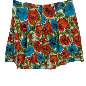 Talbots Cotton Floral Skirt Women's size 18W Pleated Midi Pockets Side Zip